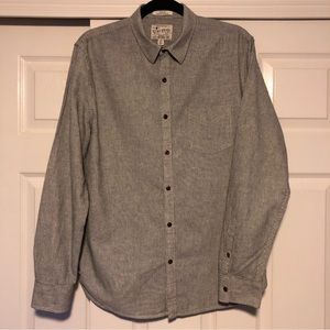 “Lucky Brand” men’s button front black/cream tiny stripe. slim fit -size L